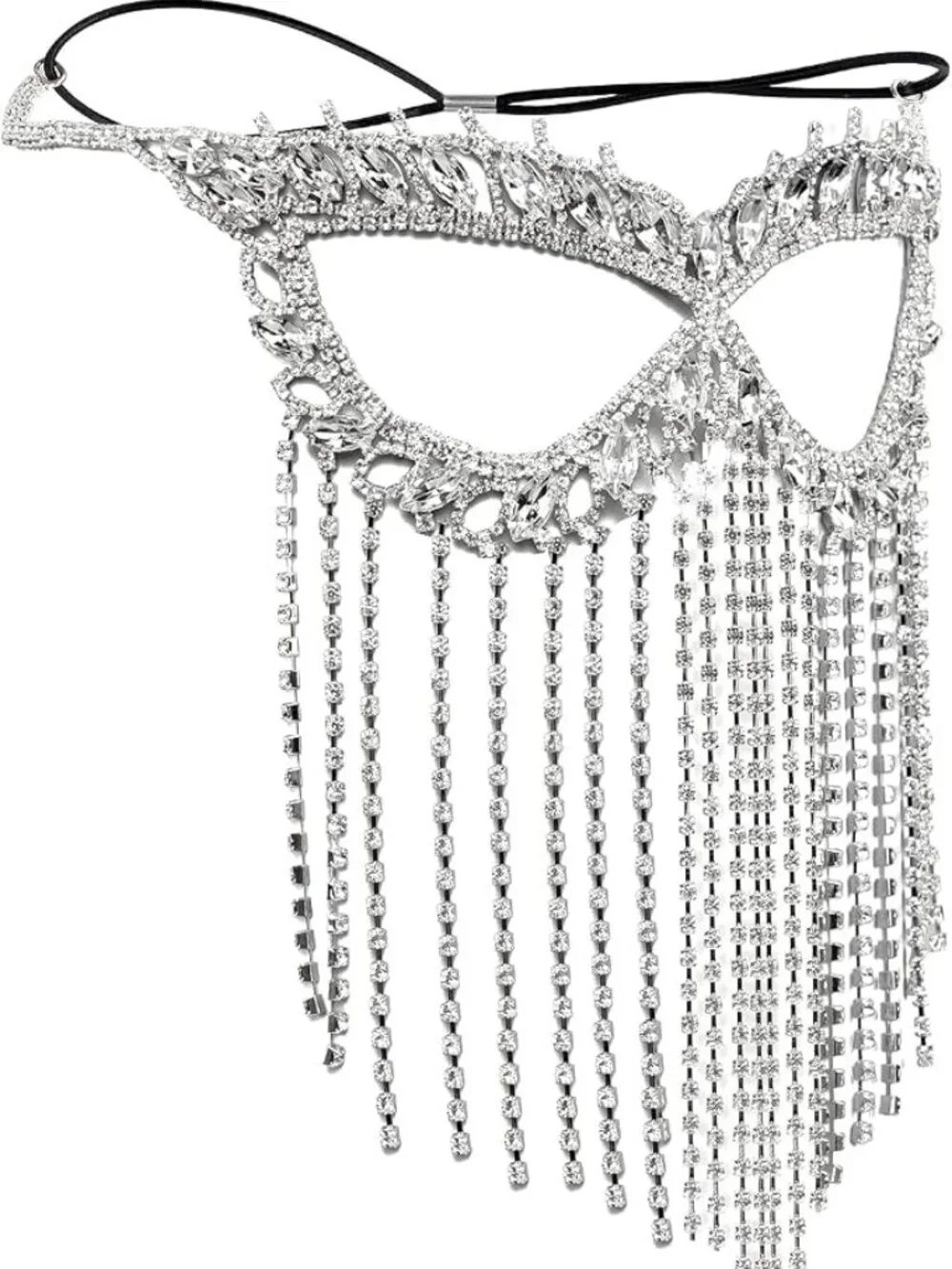 Women's Rhinestone Tassel Veil Face Mask